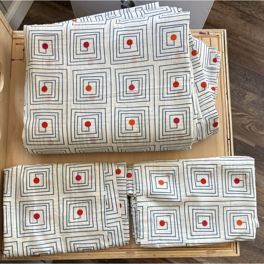 IKEA Myskmalva Anna Salander King Duvet Cover & Pillowcase Set Geometric Mod